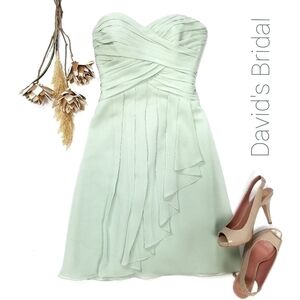 David's Bridal Crinkle Chiffon w/ Cascade Dress 2